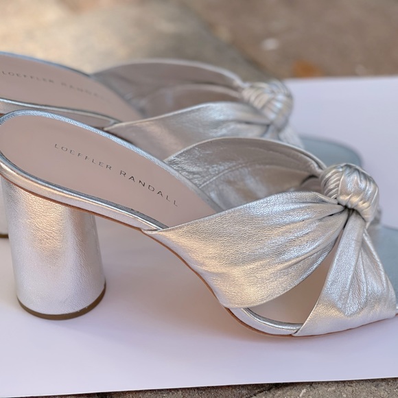 Loeffler Randall Coco Metallic Silver Heels Size 10 - Picture 2 of 16